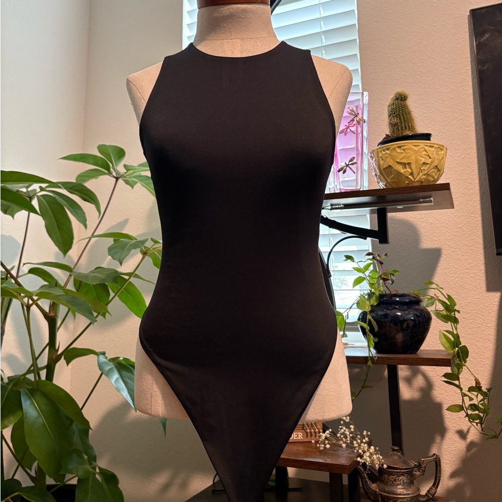 Black High-Neck Women’s Bodysuit NWOT Double layered Jersey fabric SZsmall